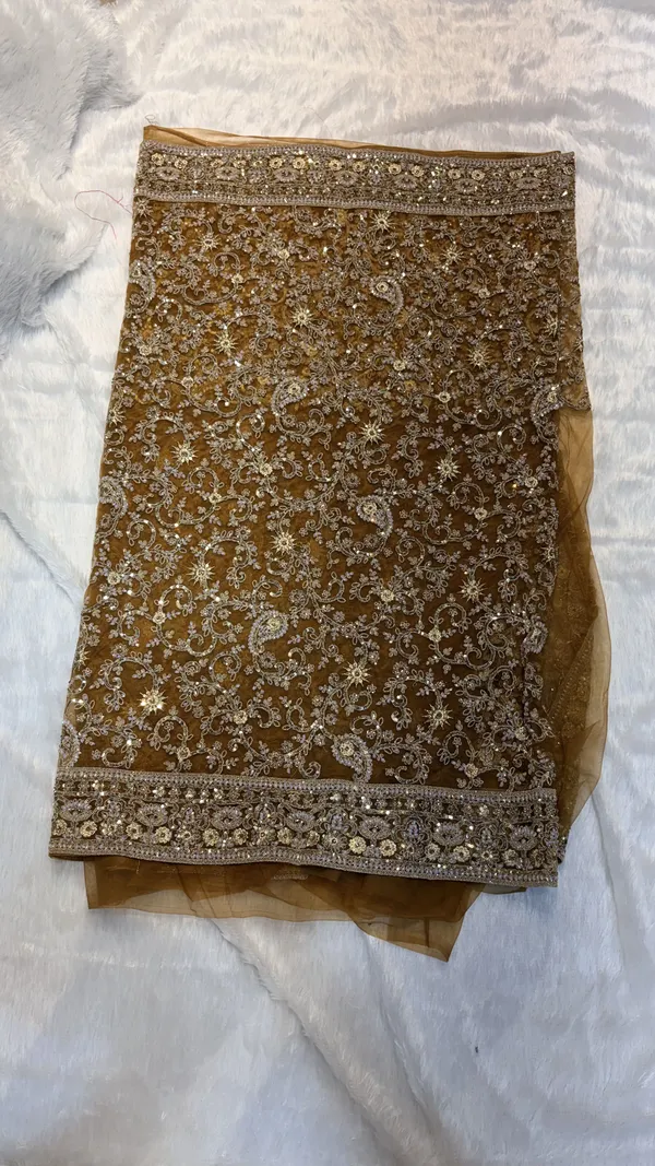 Mustard_Georgette_Sequin_Embellished_Floral_Saree_For_Women