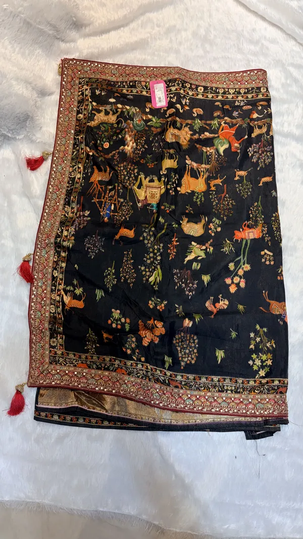 Black_Silk_Embroidered_Animal_Motif_Saree_For_Women