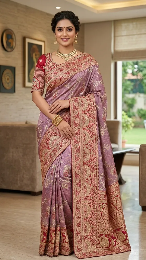 Red_Embroidered_Banarasi_Silk_Bridal_Saree