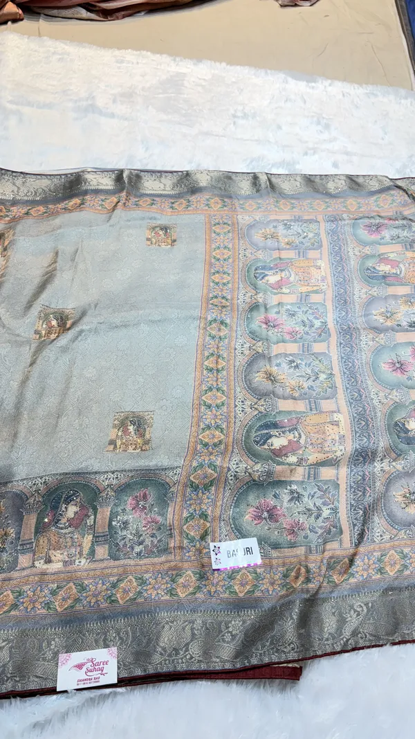 Aqua_Blue_Cotton_Base_Saree_For_Women