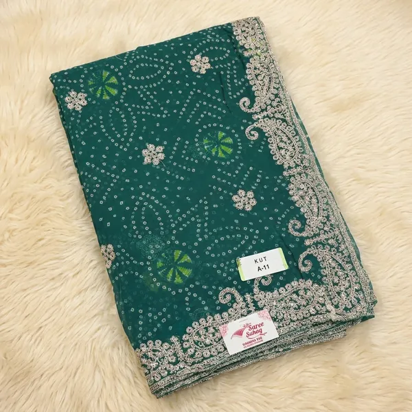 Teal_Green_Embellished_Georgette_Saree_For_Women