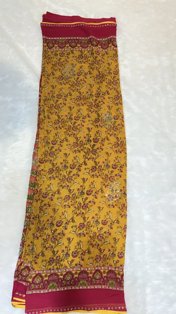 Mustard_Yellow_Floral_Print_Ethnic_Saree_For_Women