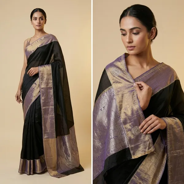 Black_Silk_Blend_Embroidered_Saree_For_Women