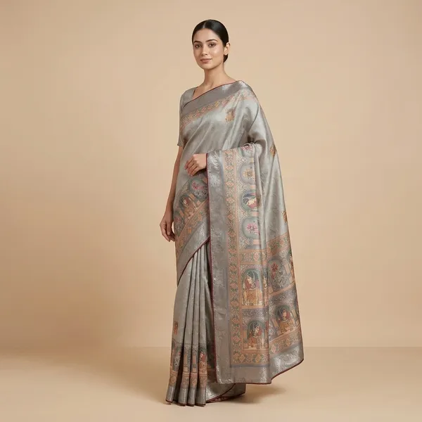 Aqua_Blue_Cotton_Base_Saree_For_Women