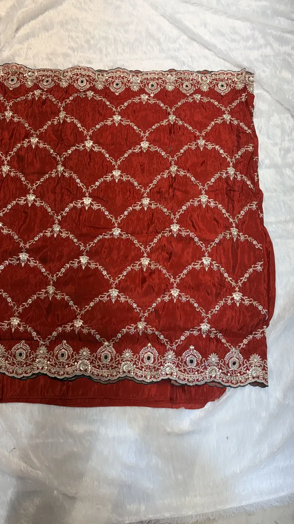 Maroon_Georgette_Embroidered_Lattice_Saree_For_Women