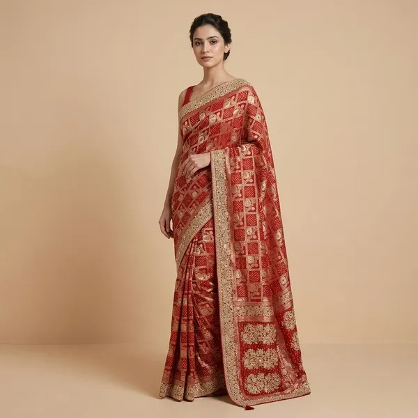Red_Banarasi_Silk_Zari_Work_Ethnic_Saree_For_Women
