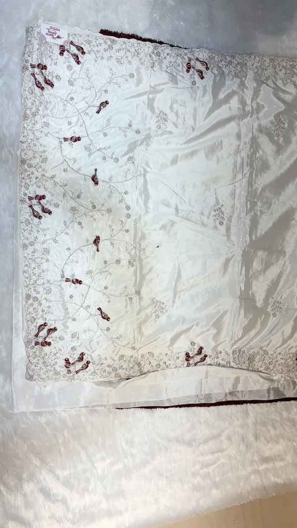 White_Embroidered_Floral_Sheer_Saree_With_Maroon_Accents