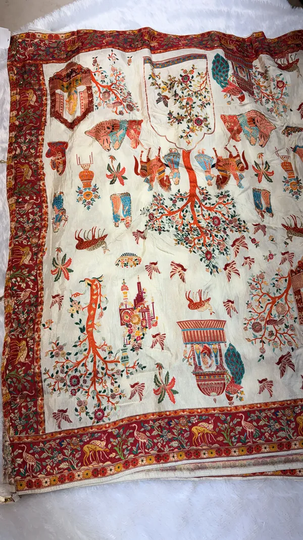 Off_White_Embroidered_Floral_Peacock_Motif_Saree_For_Women