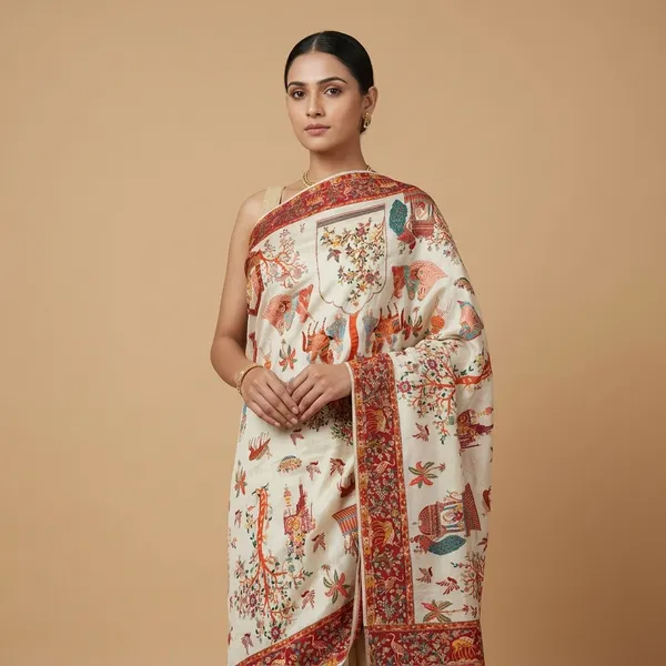 Off_White_Embroidered_Floral_Peacock_Motif_Saree_For_Women