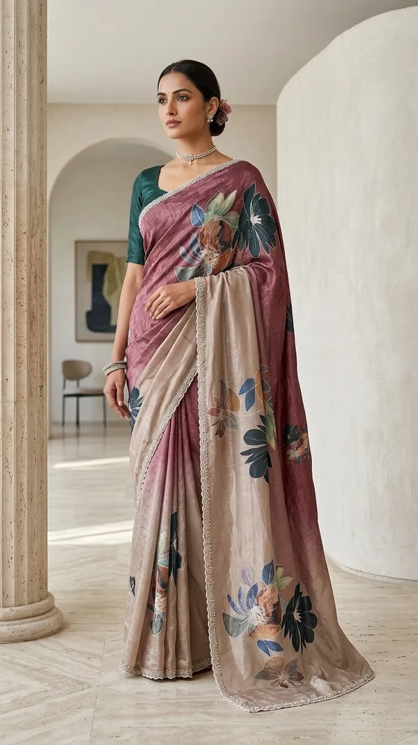 Pink_Floral_Embroidered_Sheer_Saree_With_Lace_Border