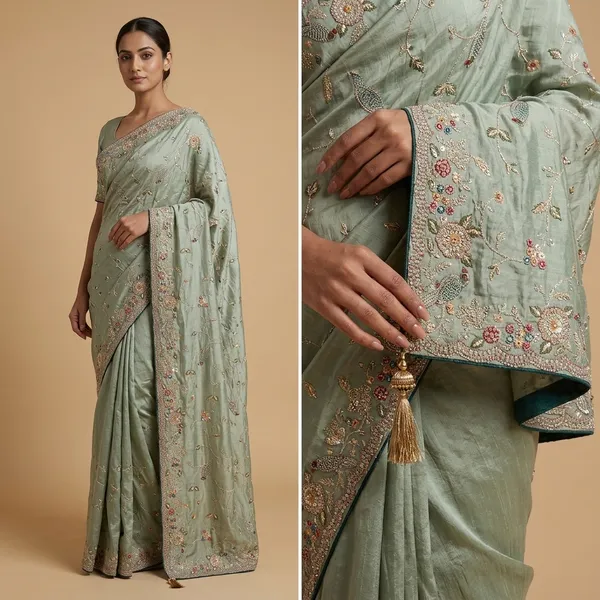 Aqua_Embroidered_Net_Floral_Sequin_Saree_For_Women