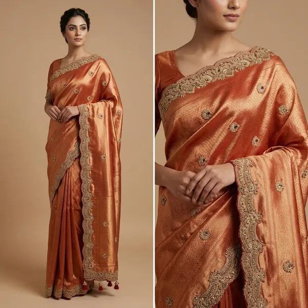 Red_Silk_Embellished_Golden_Border_Saree_For_Women