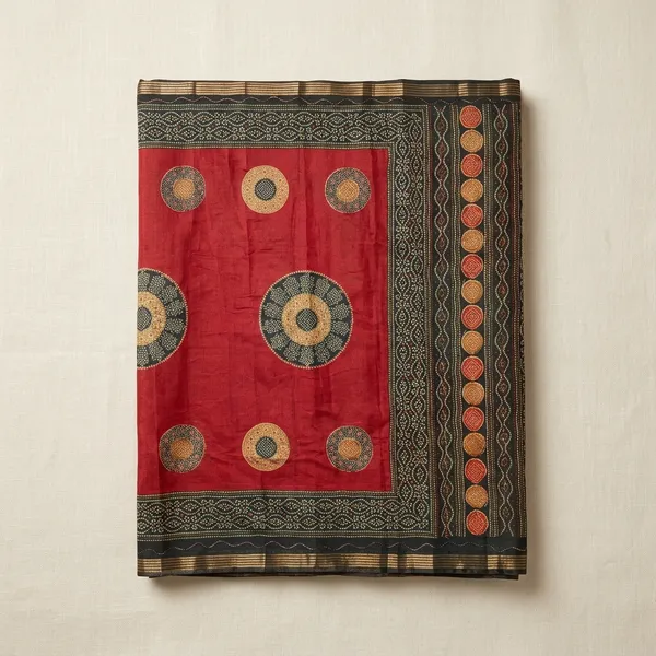 Red_Indigo_Block_Print_Saree_For_Women