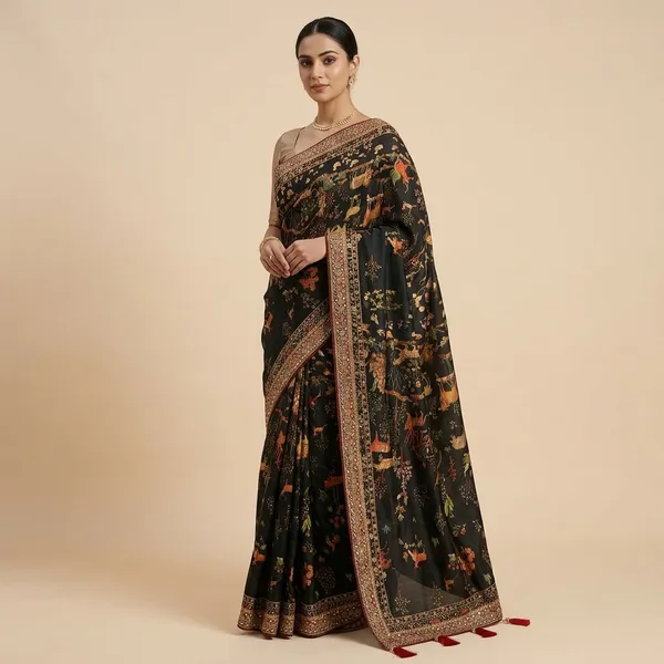 Black_Silk_Embroidered_Animal_Motif_Saree_For_Women