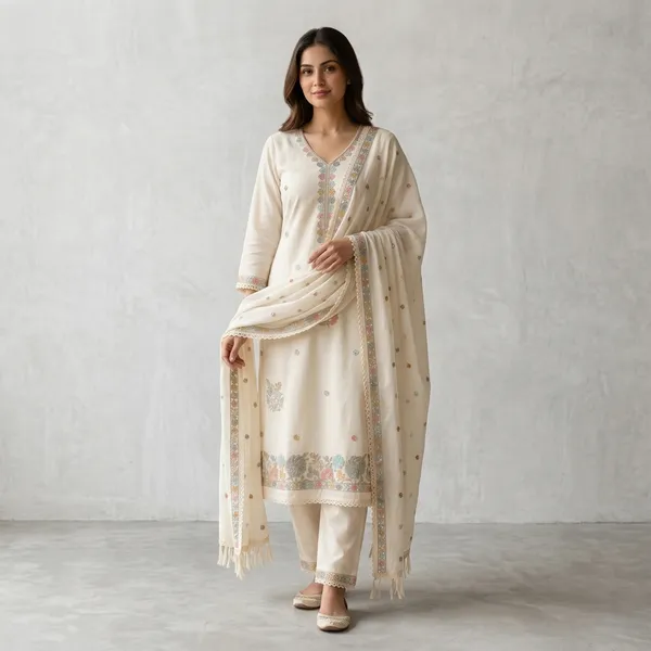 Off_White_Cotton_Straight_Embroidered_Kurti_Set_With_Dupatta_For_Women