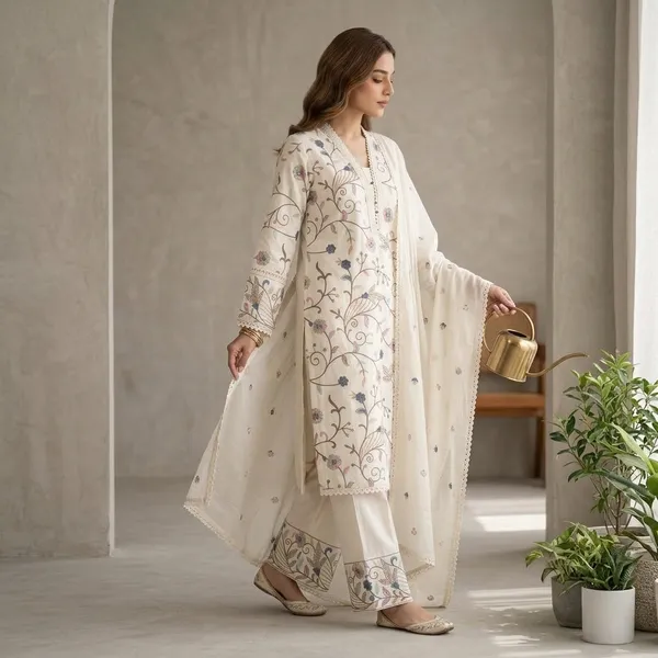 Off_White_Cotton_Straight_Floral_Embroidered_Kurti_Set_With_Dupatta_For_Women