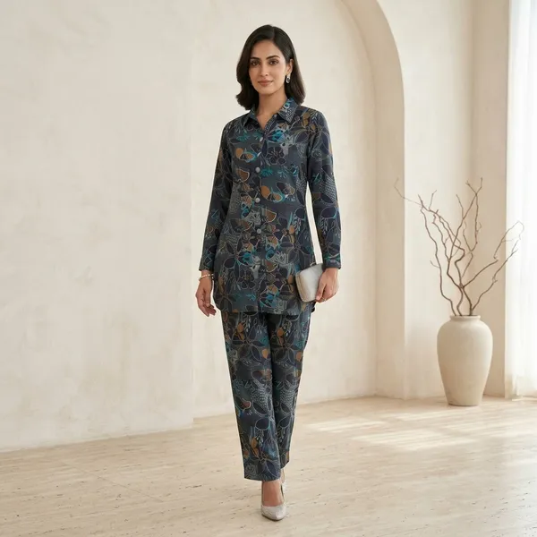Navy_Blue_Rayon_Straight_Floral_Print_Co-Ord_Set_For_Women