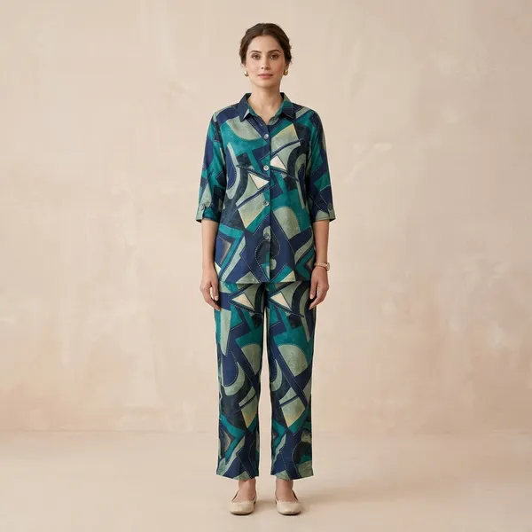 Teal_Blue_Rayon_Relaxed_Geometric_Print_Co-Ord_Set_For_Women