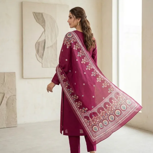 Maroon_Silk_Straight_Embroidered_Kurti_Set_With_Dupatta_For_Women
