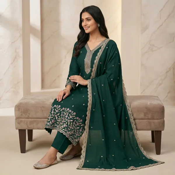Green_Silk_Straight_Embroidered_Kurti_Set_With_Dupatta_For_Women