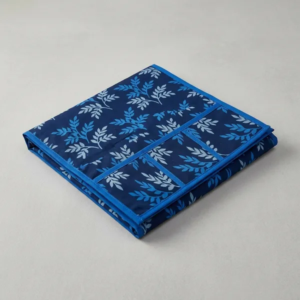 Polyester_Leaf_Print_Blue_White_Fridge_Top_Cover