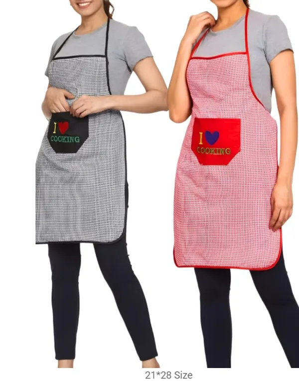 Cotton_Kitchen_Grey_Red_Check_Kitchen_Apron_Pack_Of_2_And_Polyester_Digital_Print_Blue_Fridge_Top_Cover