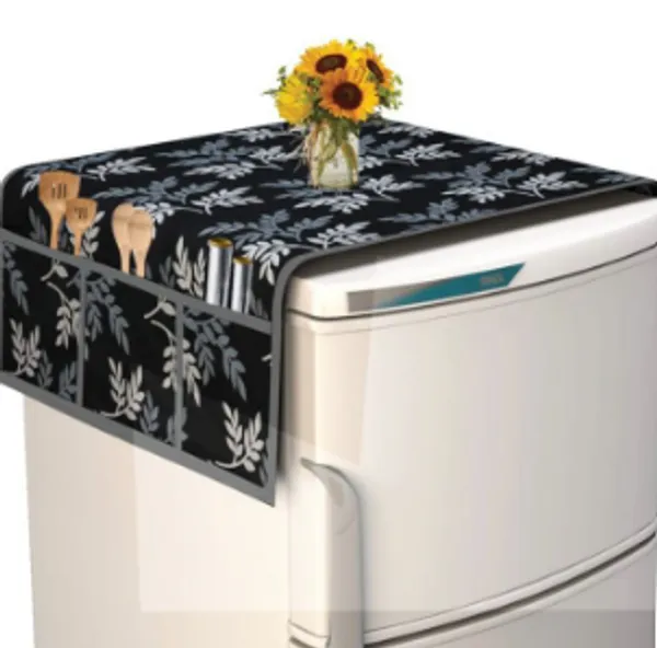 Wooden_Print_White_Pink_Dining_Table_Cover_And_Polyester_Leaf_Print_Black_White_Fridge_Top_Cover