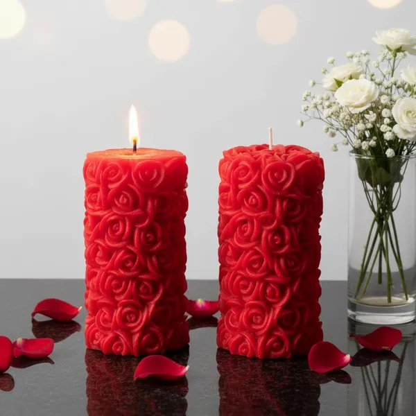 Shraddha_Creation_Scented_Candles_For_Home_Decor,_Rose_Fragrance,_Pillar_Shape,_Red_Color,_Set_Of_2,_5.5_X_10.5_Cm_-_Wax