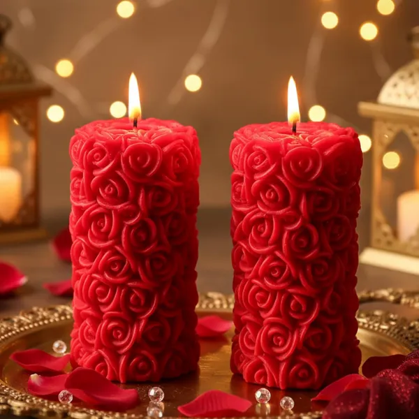 Shraddha_Creation_Scented_Candles_For_Home_Decor,_Rose_Fragrance,_Pillar_Shape,_Red_Color,_Set_Of_2,_5.5_X_10.5_Cm_-_Wax