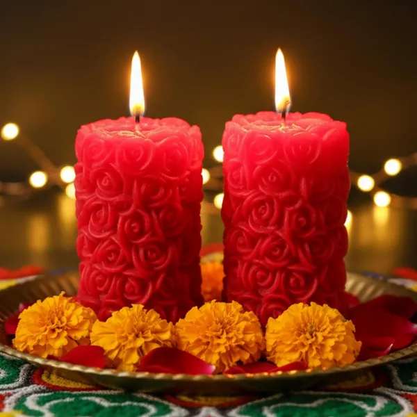 Shraddha_Creation_Scented_Candles_For_Home_Decor,_Rose_Fragrance,_Pillar_Shape,_Red_Color,_Set_Of_2,_5.5_X_10.5_Cm_-_Wax