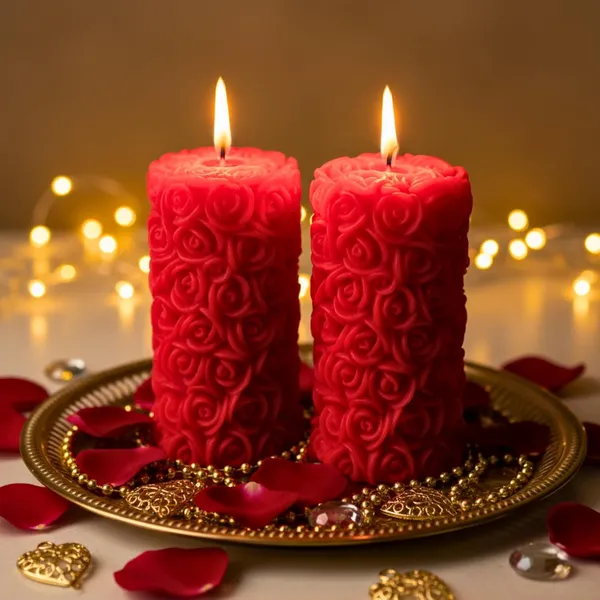 Shraddha_Creation_Scented_Candles_For_Home_Decor,_Rose_Fragrance,_Pillar_Shape,_Red_Color,_Set_Of_2,_5.5_X_10.5_Cm_-_Wax