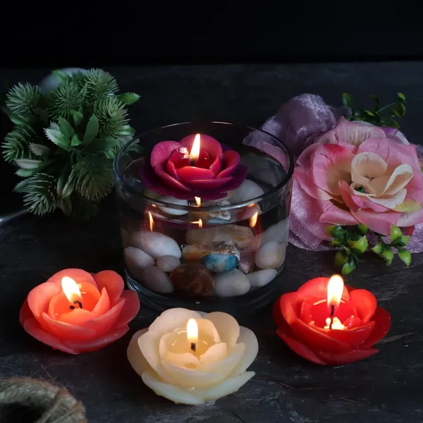 Shraddha_Creation_Wax_Scented_Floating_Candles_For_Home_Decor,_Rose_Fragrance,_Flower_Shape,_Red_Colour,_Pack_Of_8,_7_X_3_Cm