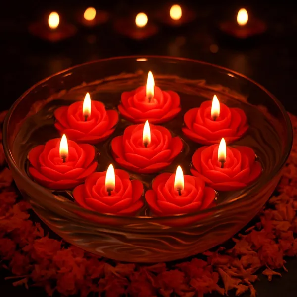 Shraddha_Creation_Wax_Scented_Floating_Candles_For_Home_Decor,_Rose_Fragrance,_Flower_Shape,_Red_Colour,_Pack_Of_8,_7_X_3_Cm