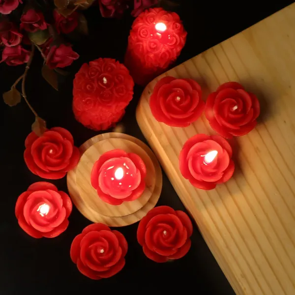 Shraddha_Creation_Scented_Candles_For_Home_Decor,_Rose_Fragrance,_Pillar_Shape_And_Floating_Combo,_Red_Color,_Pack_Of_10,_4_X_7_Centimeters_-_Wax