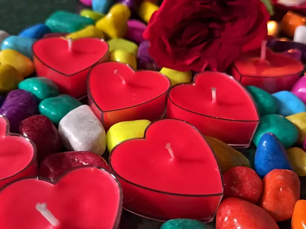 Wax_Valentine_Rose_Scented_Heart_Shape_Candles_Red_Pack_Of_10