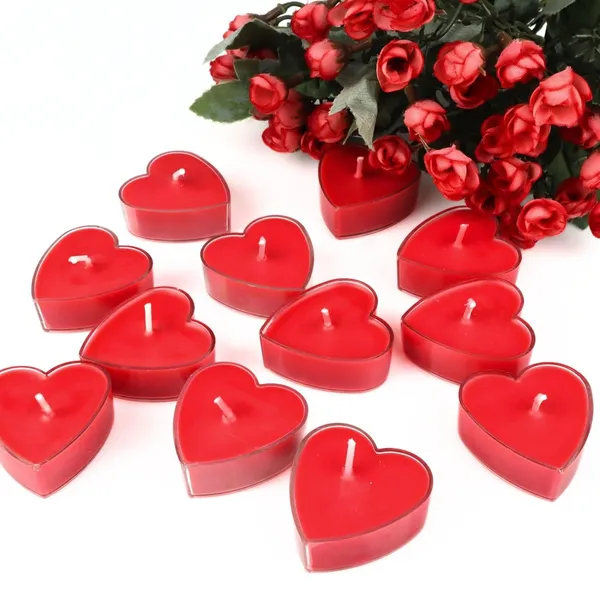 Wax_Valentine_Rose_Scented_Heart_Shape_Candles_Red_Pack_Of_10