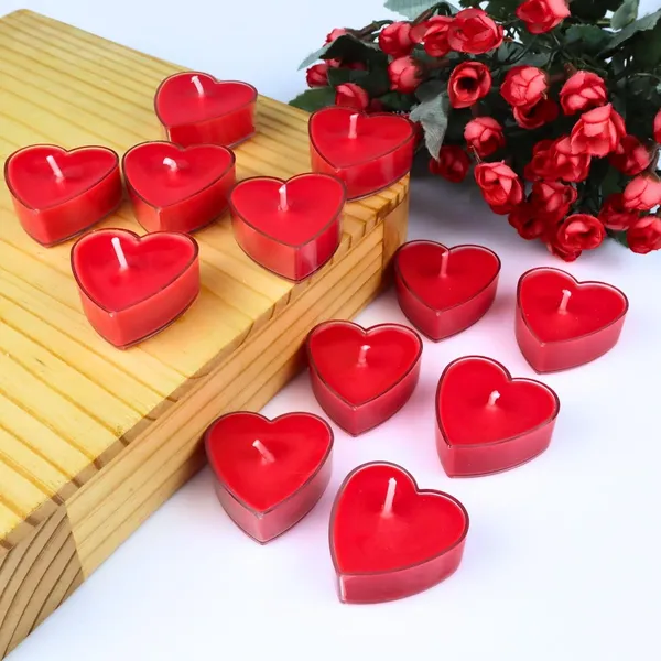 Wax_Valentine_Rose_Scented_Heart_Shape_Candles_Red_Pack_Of_10