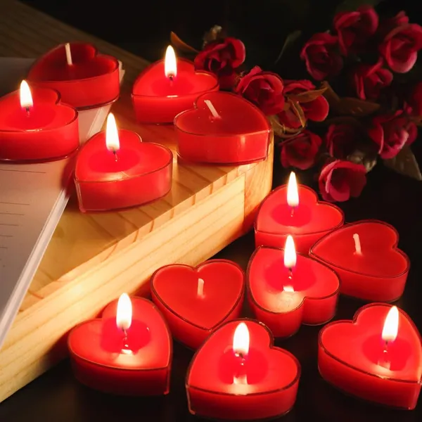 Shraddha_Creation_Scented_Candles_For_Home_Decor,_Rose_Fragrance,_Heart_Shape,_Red_Color,_Pack_Of_12,_3.5_X_1.5_Cm_-_Wax