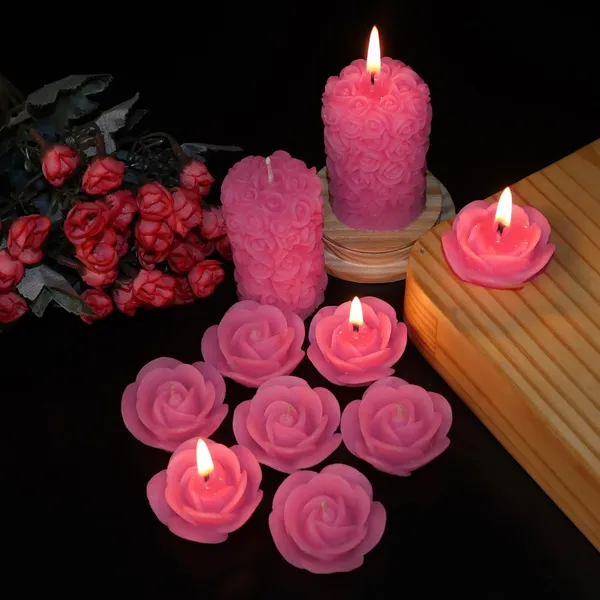 Shraddha_Creation_Wax_Scented_Candles_For_Home_Decor,_Coconut_Blossom_Fragrance,_Pillar_And_Floating_Candles_Combo,_Pink_Colour,_Pack_Of_10,_4_X_7_Cm