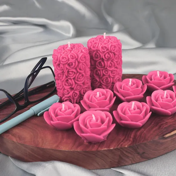 Shraddha_Creation_Wax_Scented_Candles_For_Home_Decor,_Coconut_Blossom_Fragrance,_Pillar_And_Floating_Candles_Combo,_Pink_Colour,_Pack_Of_10,_4_X_7_Cm
