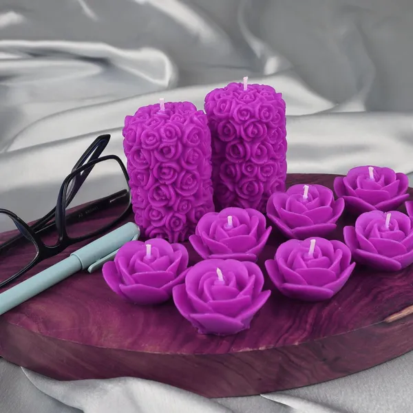 Shraddha_Creation_Wax_Scented_Candles_For_Home_Decor,_Lavender_Fragrance,_Pillar_And_Floating_Candles_Combo,_Purple_Colour,_Pack_Of_10,_4_X_7_Cm