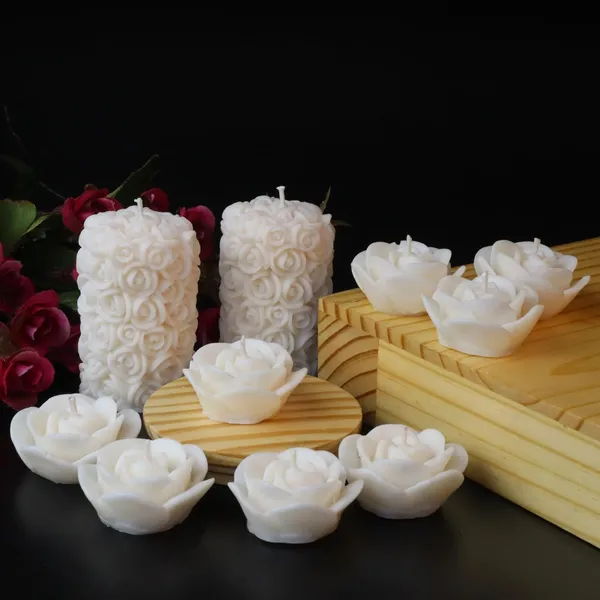Shraddha_Creation_Wax_Scented_Candles_For_Home_Decor,_Coconut_Vanilla_Fragrance,_Pillar_And_Floating_Candles_Combo,_White_Colour,_Pack_Of_10,_4_X_7_Cm