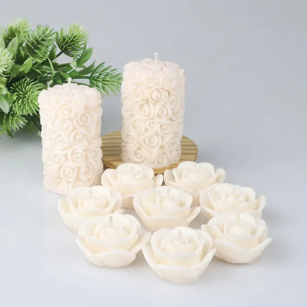 Shraddha_Creation_Wax_Scented_Candles_For_Home_Decor,_Coconut_Vanilla_Fragrance,_Pillar_And_Floating_Candles_Combo,_White_Colour,_Pack_Of_10,_4_X_7_Cm