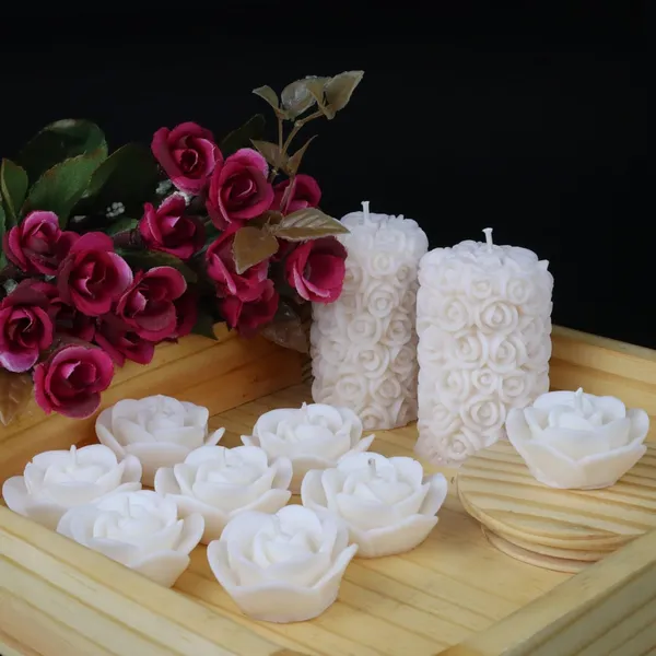 Shraddha_Creation_Wax_Scented_Candles_For_Home_Decor,_Coconut_Vanilla_Fragrance,_Pillar_And_Floating_Candles_Combo,_White_Colour,_Pack_Of_10,_4_X_7_Cm