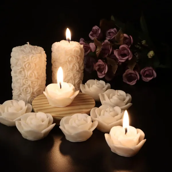 Shraddha_Creation_Wax_Scented_Candles_For_Home_Decor,_Coconut_Vanilla_Fragrance,_Pillar_And_Floating_Candles_Combo,_White_Colour,_Pack_Of_10,_4_X_7_Cm