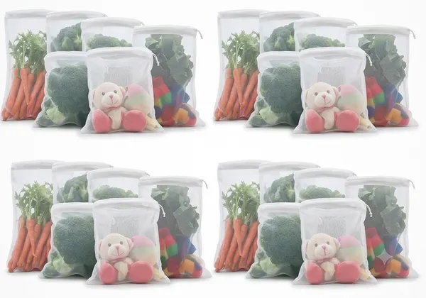 Set_Of_24_Tidy_Fox_Vegetable_Storage_Net_Bags_For_Fridge_/_Reusable,_Washable,_Durable_Nylon_Mesh_Bags_With_Rustproof_Zipper_For_Produce,_Toys,_Travel_&_Home_Organization