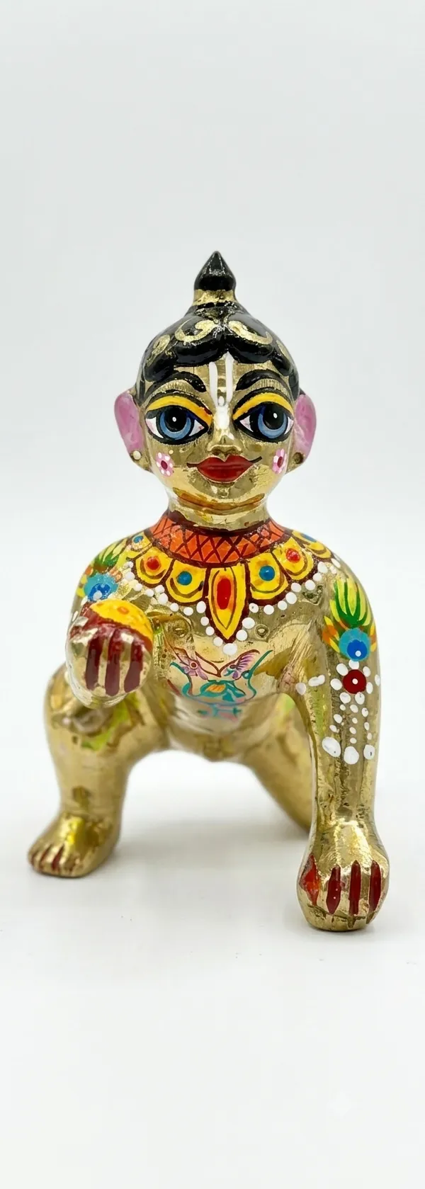 Golden_Brass_Handcrafted_Sitting_Baby_Krishna_Idol_full_paint