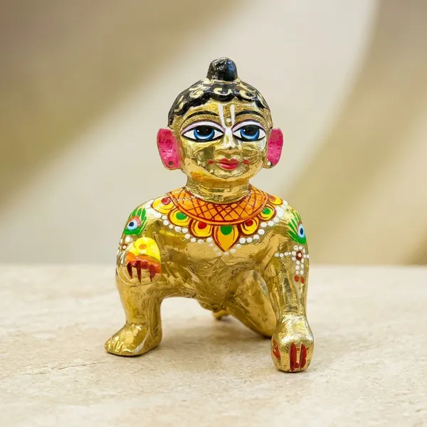 Golden_Brass_Handcrafted_Sitting_Baby_Krishna_Idol_Full_Paint