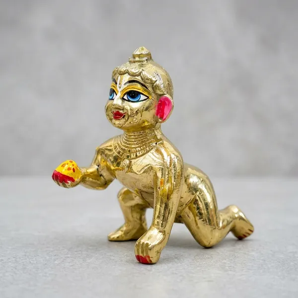 Golden_Brass_Crawling_Baby_Figurine_For_Pooja_And_Home_Decor_Half_Paint