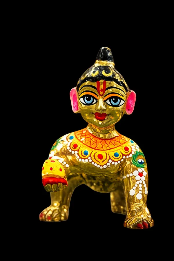 Golden_Brass_Handcrafted_Sitting_Baby_Krishna_Idol_full_paint
